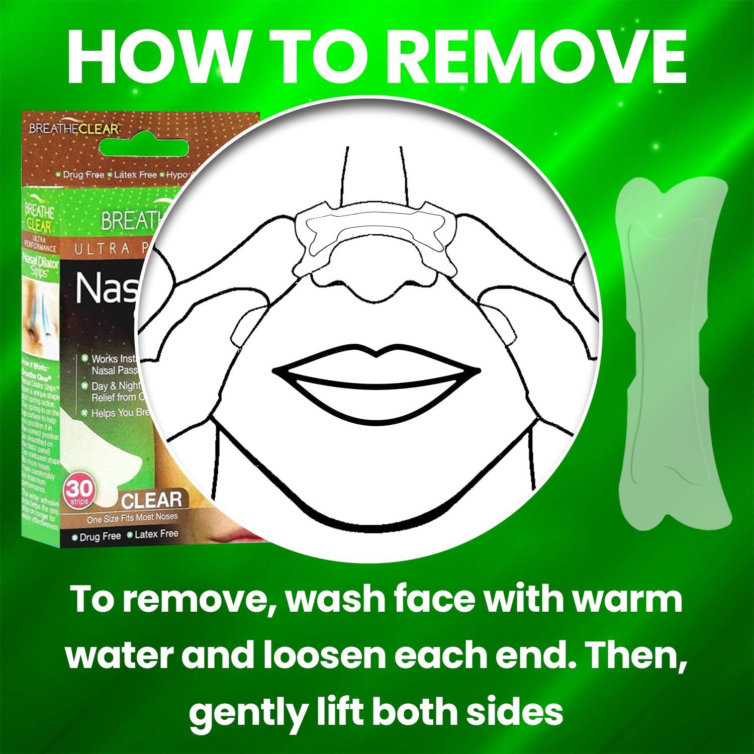 Breathe Clear® Ultra Performance Nasal Strips, Large 90 Count, Clear | Instant Nasal Congestion Relief | Perfect for Colds & Allergies | Helps Improve Sleep & Reduces Snoring: Health & Personal Care