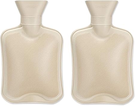 Hot Water Bottle Rubber 1 Liter 2Pcs, Small Hot Water Bag for Pain Relief, Cute Hand Feet Warmer