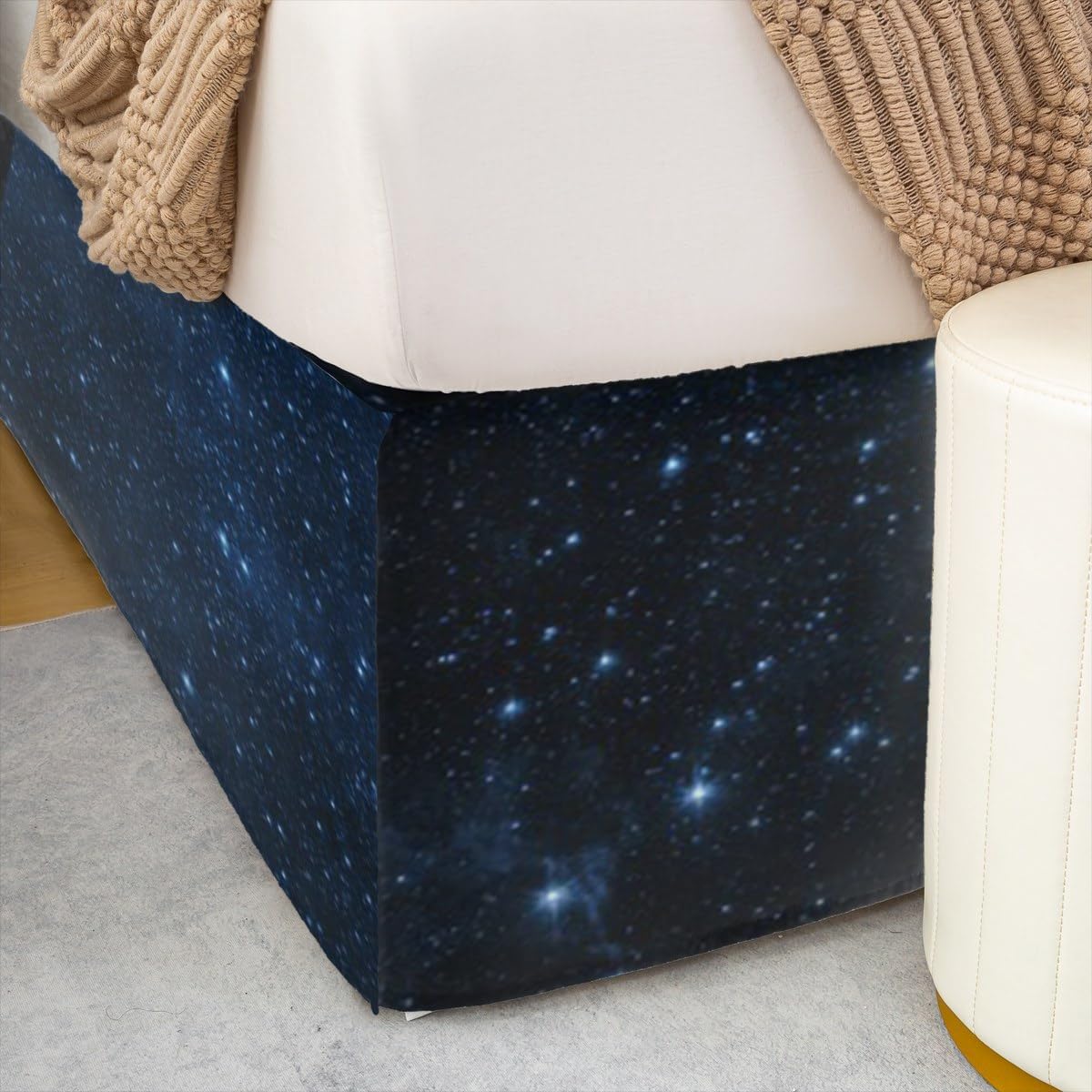 Funny Cute Capybara Sheet & Wrap Around Bed Skirt Galaxy Capybaras Bed Skirt, Cartoon Capybara Bed Wrap Sheet Set Capybara Dust Ruffle Pleated Bedskirt Fitted Sheet for Queen Bed with Split Corners