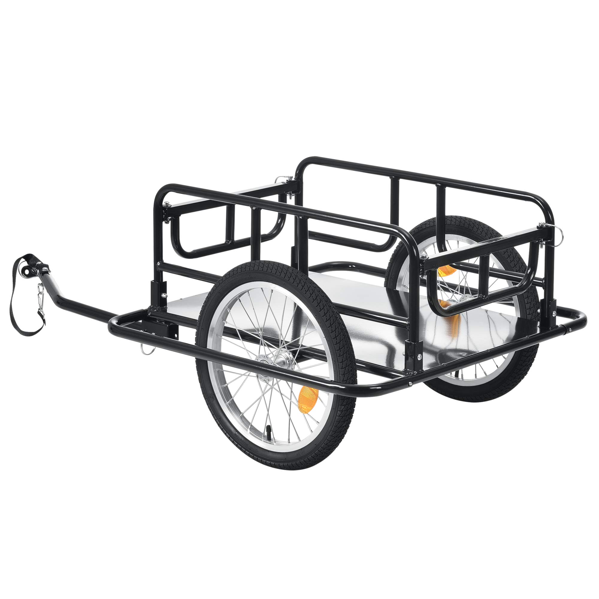 pro.tec Rimorchio Cargo per Bicicletta 130 x 72 x 49 cm Carrello Trasporto per Bici con Telaio in Acciaio Carico Max. 40 kg - Nero