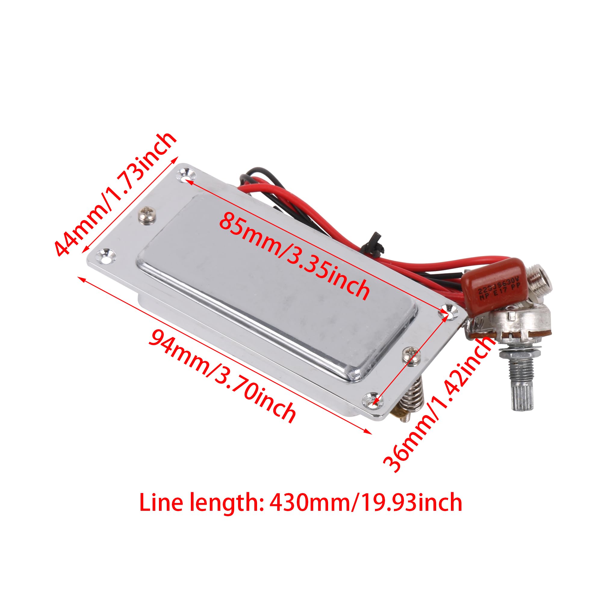 Yibuy Pickup per chitarra elettrica tipo chiuso per punk hard rock con presa da 6,35 mm, argento
