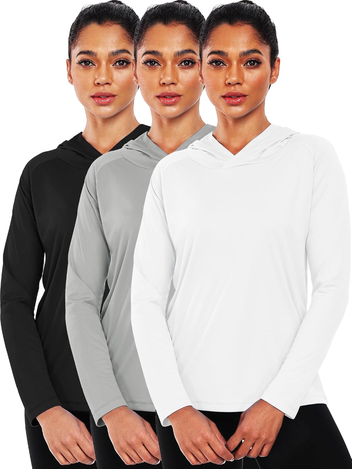 NELEUS Women's Sun Protection Running Shirts Workout Athletic Shirts with Hoods