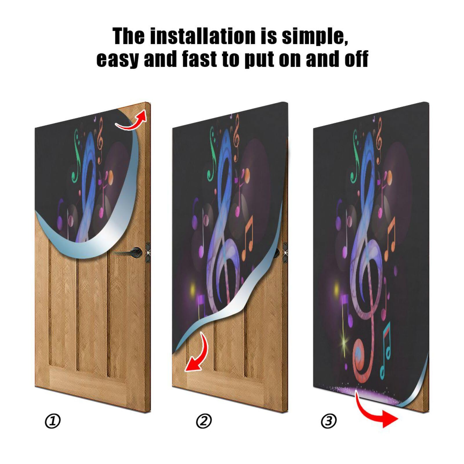 FLildon Dancing Music Note Pattern Door Cover Decoration, Party Accessory Porch Decor for Festive Ornament Room Door Covers 36 x 98 Inch
