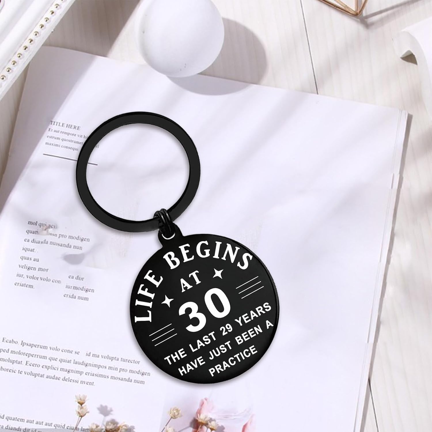 ENGZHI Cute Birthday Keychain for 30th 40th 50th 60th 70th 80th, Samll Milestone Gift with Inspirational Quotes, Black - Image 5