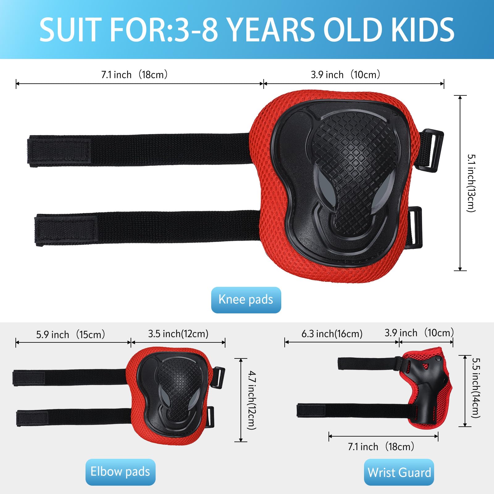 YooxArmor Protezioni Bambini Pattini in Linea per 3-8 Anni,6 in 1 Attrezzatura Protettiva Protezione Bambini Ginocchiere, Gomitiere Protezioni Set per Scooter Monopattino Bicicletta Pattini in Linea