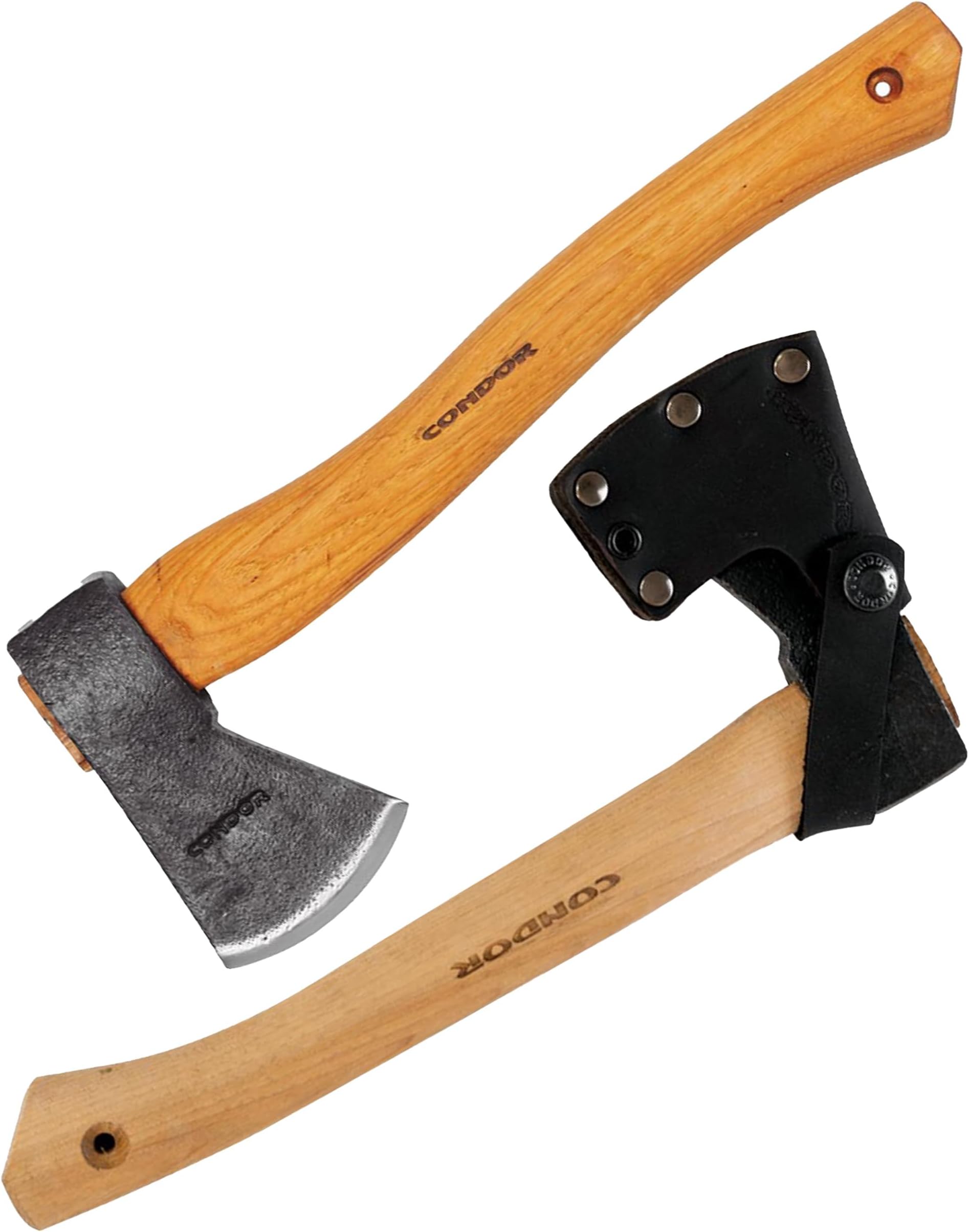 Tool & Knife Greenland Hatchet | Solid Hatchet Axe with Handcrafted Welted Leather Sheath | 1060 High Carbon Steel Throwing Axe with a Burnt American Hickory Handle | 5.9in Blade | 32.1oz