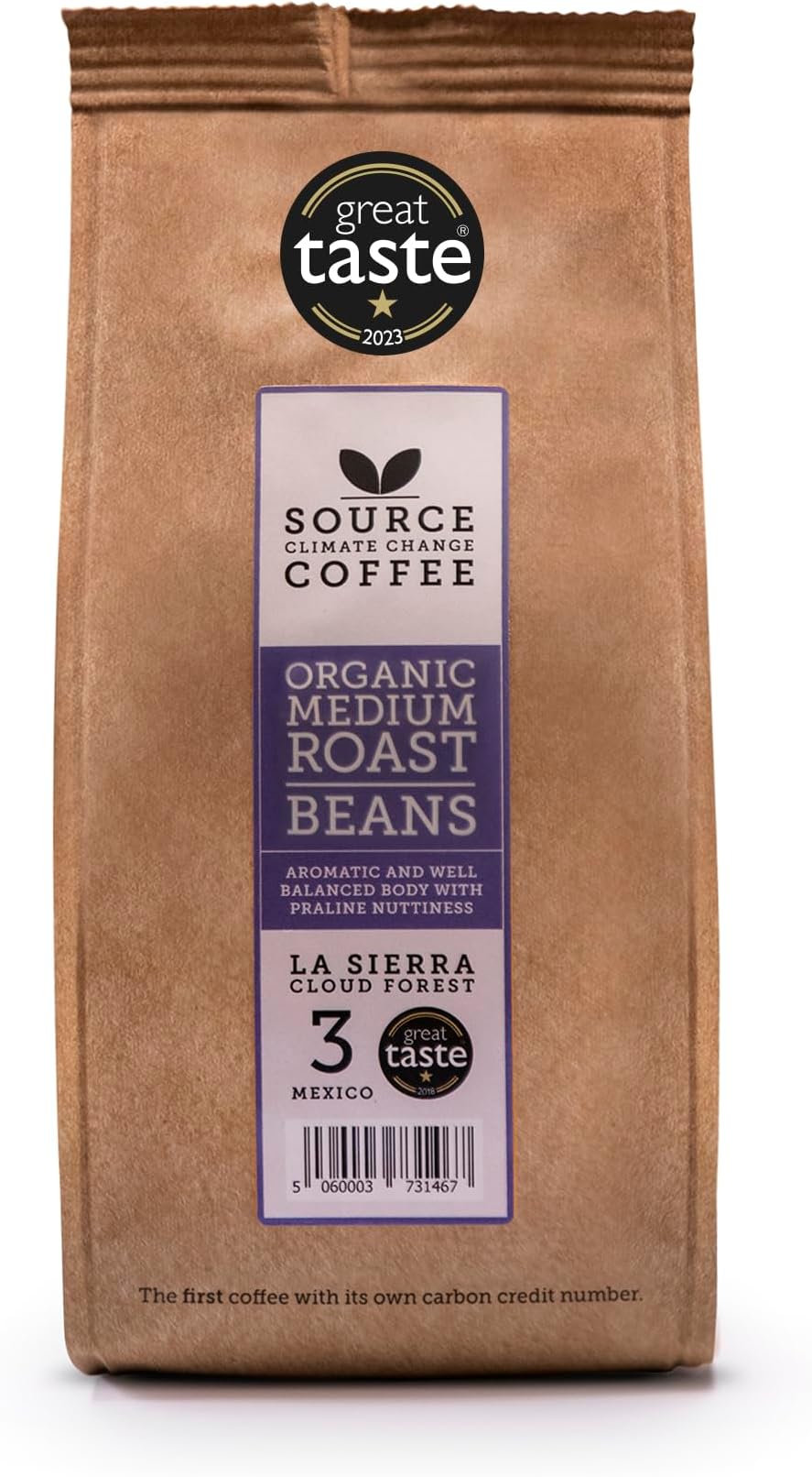 Organic Mexico Coffee Beans– Award Winning Medium Roast by Source Climate Change Coffee – Single Origin 100% Arabica – Smooth Praline Nuttiness, Freshly Roasted 227g bag