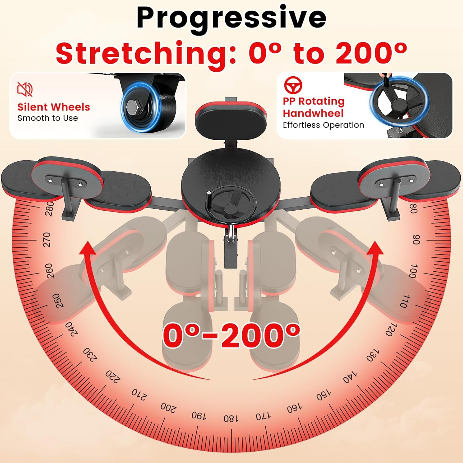 Leg Stretcher, 220LBS Split Machine for Fexibility & Splits Training, 0-200° Adjustable Stretching Equipment for Home Gym, Heavy Duty Steel Frame Leg Stretching Training Machine