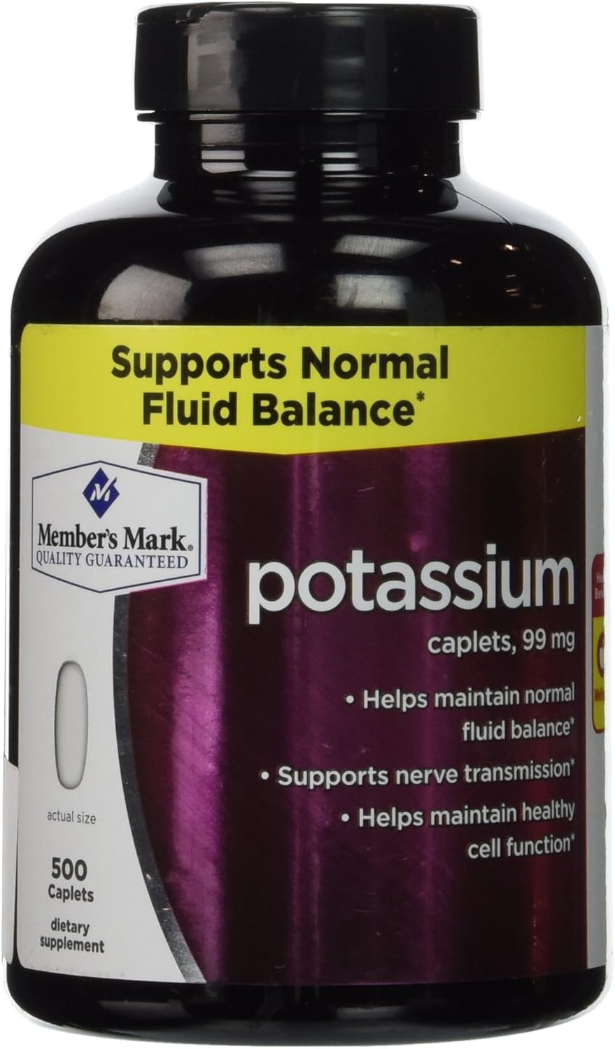 Member's Mark Formerly Simply Right Potassium Caplets - 500ct [99mg Potassium] : Health & Household