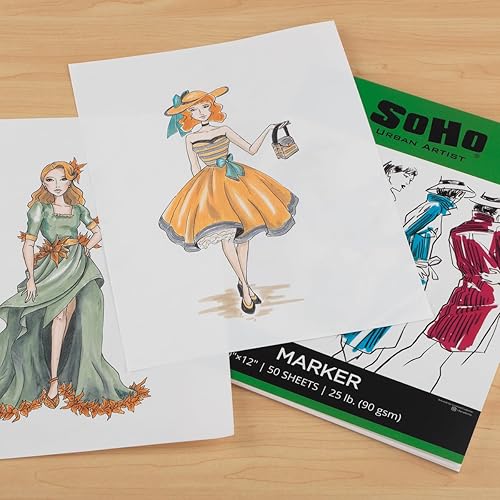 Miniatura 2 de SoHo Urban Artist Bloc de papel marcador – Papel resistente a las manchas para dibujar o dibujar con marcadores, tinta, bolígrafos, mezcla de