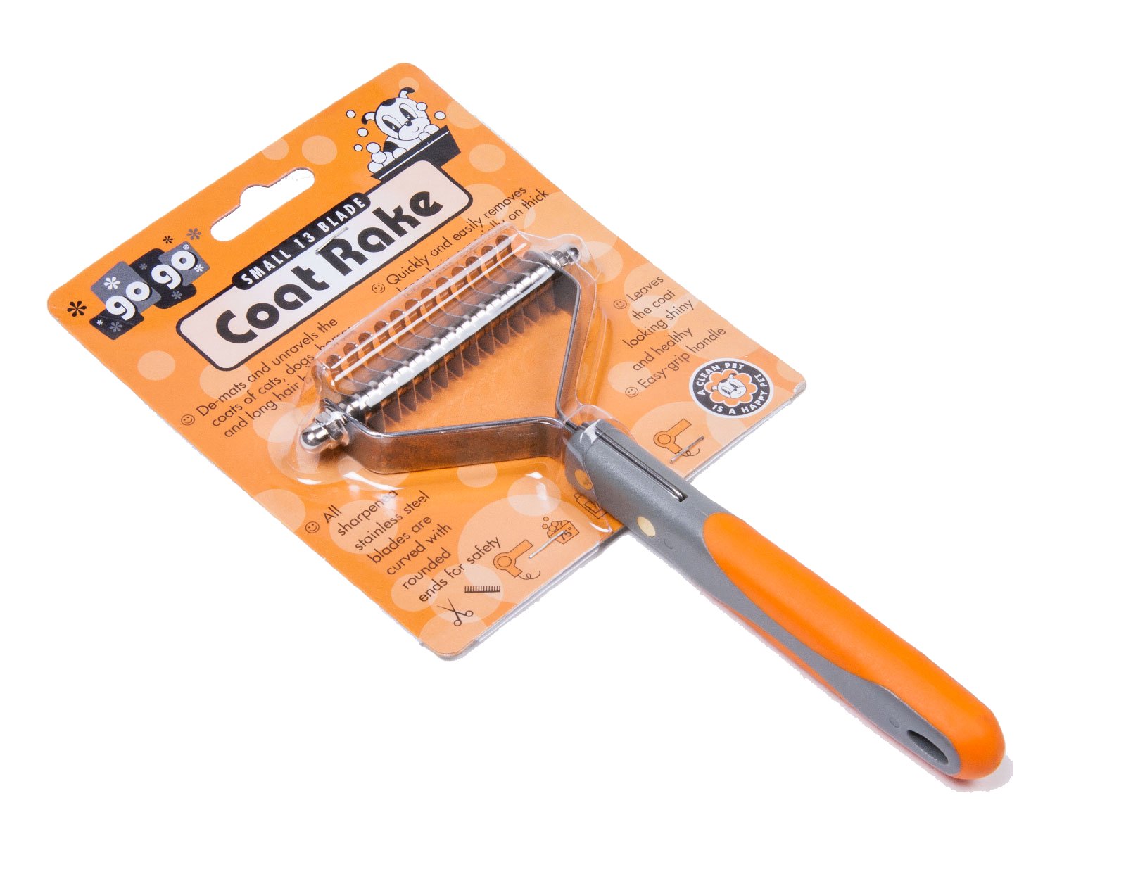 GoGo Pet Products 13-Blade Super Deshedder Coat Rake Pet Grooming Tool, Small