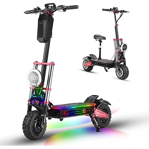 TRBK-M2 72V10000W Dual Drive Off-Road Electric Scooter, 11-inch All-Terrain Tires, 60 mph Top Speed, 35 AH Li-Ion Battery, 62 Mile Range, Hydraulic Brakes/Shock Absorption,Smart Large Screen with Seat