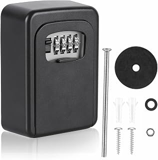 Schlüsseltresor mit Zahlencode Aussen Schlüsselsafe 4-stellig Wasserdicht und Sicher Schlüsselkasten mit Code Schlüsselbox Wandmontage für Zuhause, Garage, Büro (Schwarz)
