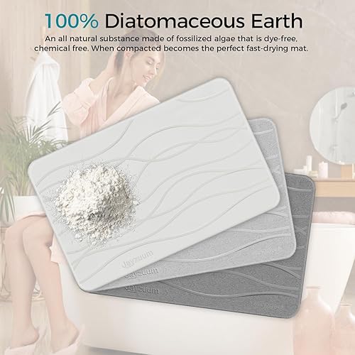 Miniatura 4 de Tapete de baño de piedra - Tapete de ducha de tierra de diatomeas, antideslizante, súper absorbente, de secado rápido, natural, fácil de limpiar