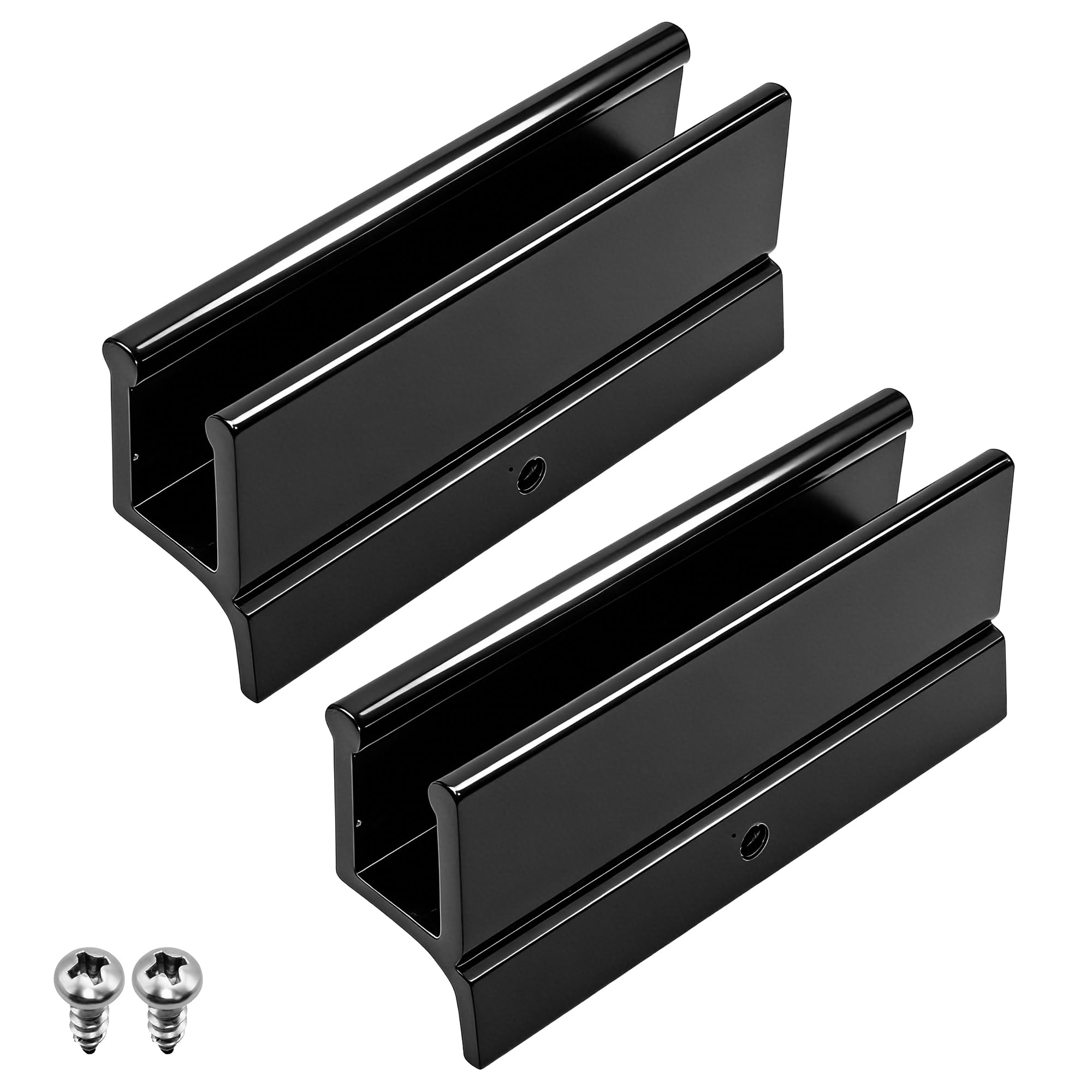 Prowadnica podłogowa do drzwi przesuwnych 1,27 x 7,6 cm, do szklanych drzwi przesuwnych, prowadnica podłogowa, zamiennik, czarna szyna z tworzywa sztucznego ze śrubami, 2 sztuki