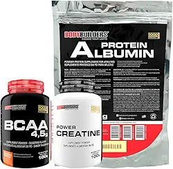 Kit Albumin Protein Baunilha 500g + Power Creatina 100g + BCAA Tangerina 100g - Bodybuilders