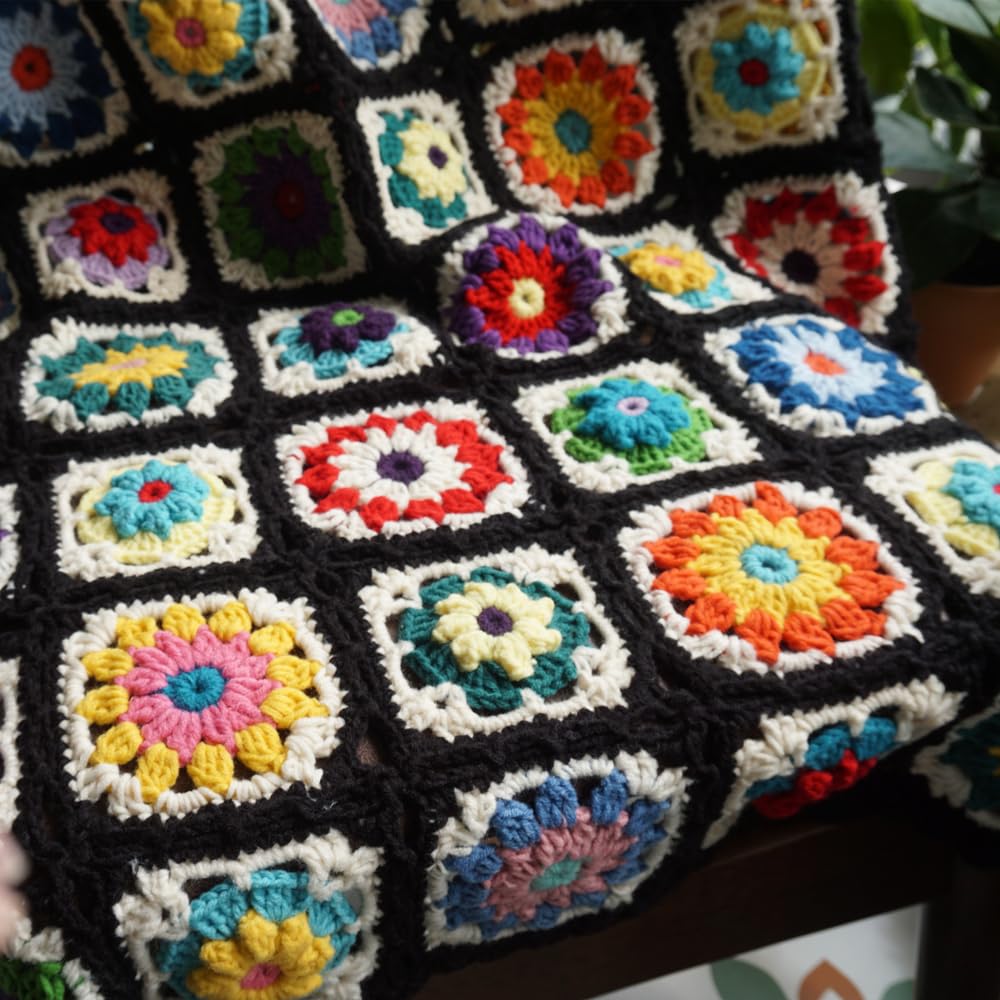 CZQLWW Handmade Crochet Throw Blanket Granny Blanket Sweater Style Year Round Gift Indoor Outdoor Travel Accent Throw for Sofa Comforter Couch Bed