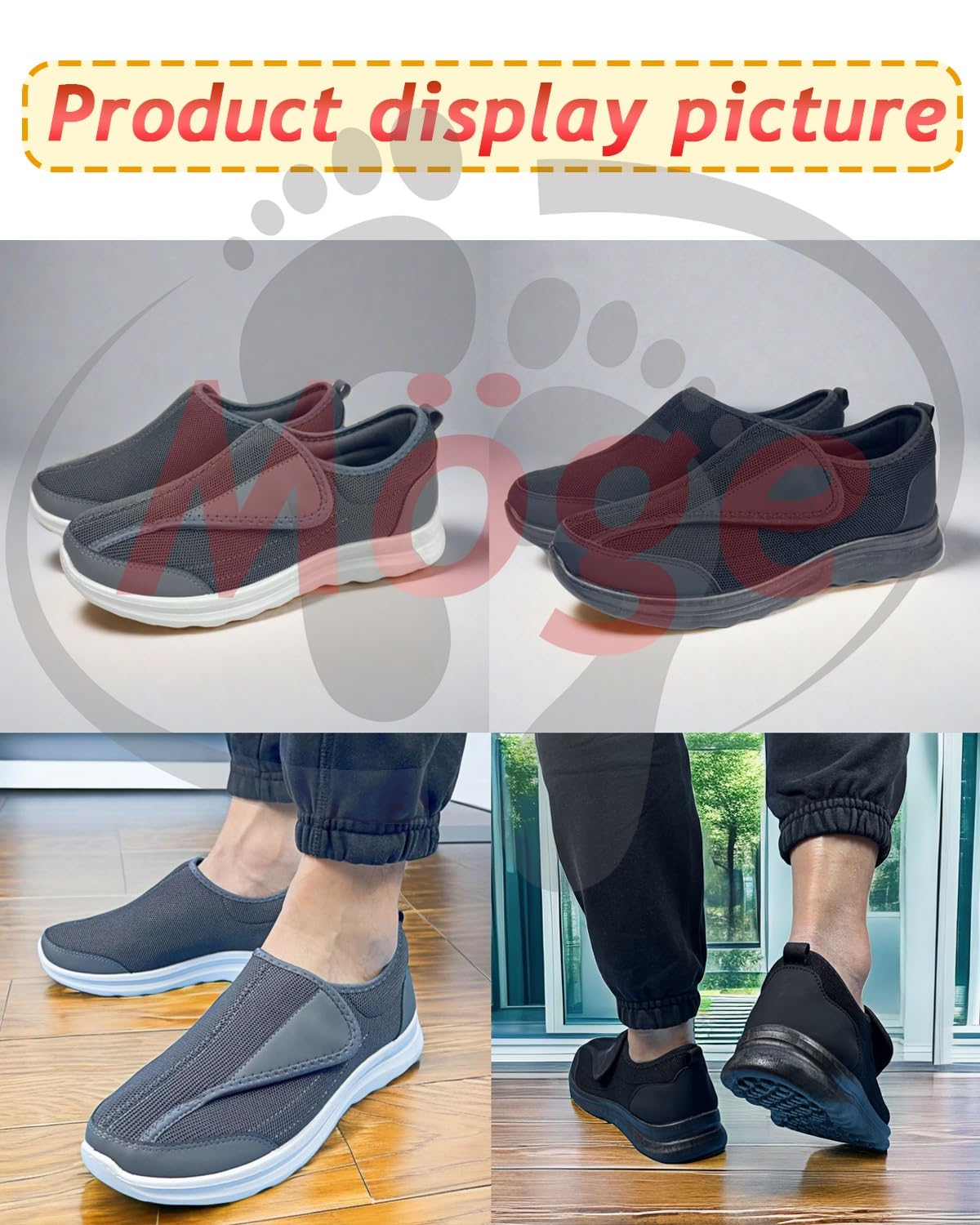 Scarpe da Corsa Traspiranti in Rete Scarpe per Diabetici Donna Extra Larghe Pantofole Ortopediche Edema Uomo Scarpe da Riabilitazione Traspirante Regolabili Scarpe