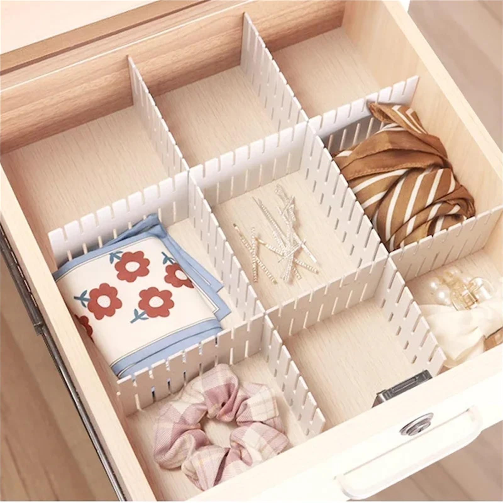 Separatori Per Cassetti Divisori for cassetti regolabili in confezione da 4, organizer espandibile for biancheria intima, calzini, separatore durevole