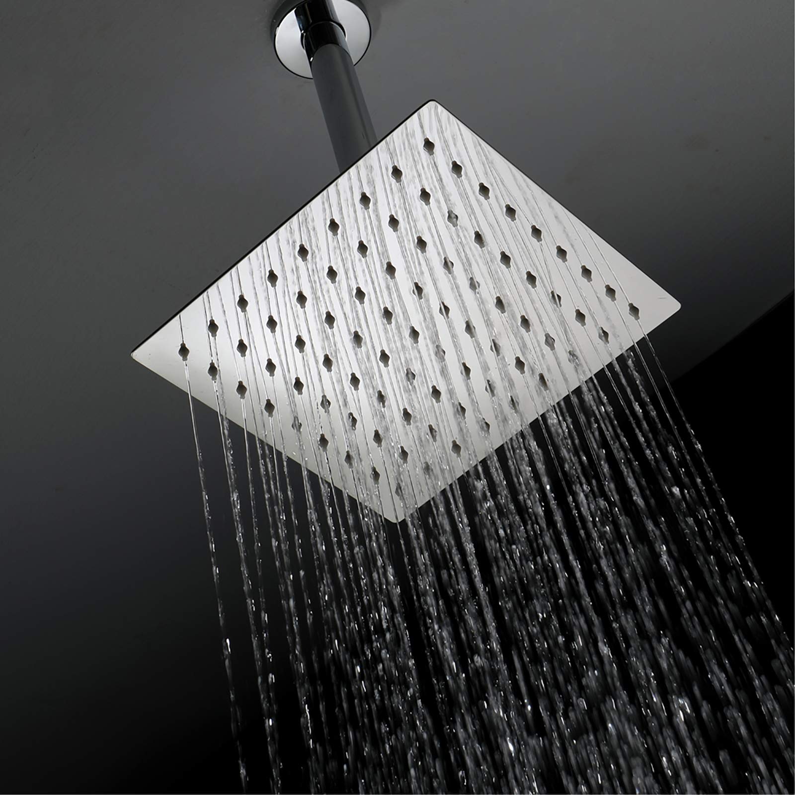 Alcachofa de Ducha, Cromado Cuadrado Alcachofas Fijas para Ducha de Alta Presión 304 Acero Inoxidable Ultra Delgado Rociador Ducha Efecto Lluvia,8 Inch