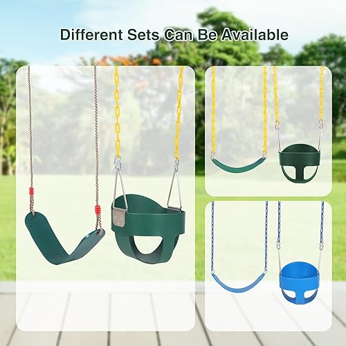 Miniatura 23 de RedSwing Asiento de columpio con respaldo alto para niños pequeños con cadenas recubiertas, asiento de columpio resistente para niños, para Columpio