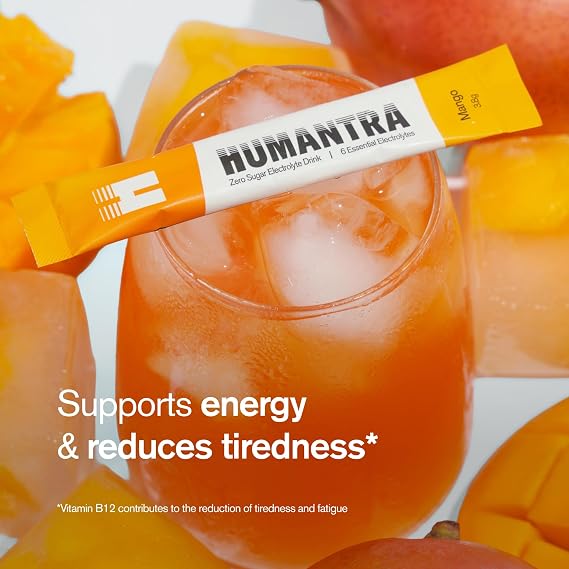Humantra Electrolytes Powder Hydration Sachets - Mango, 20ct