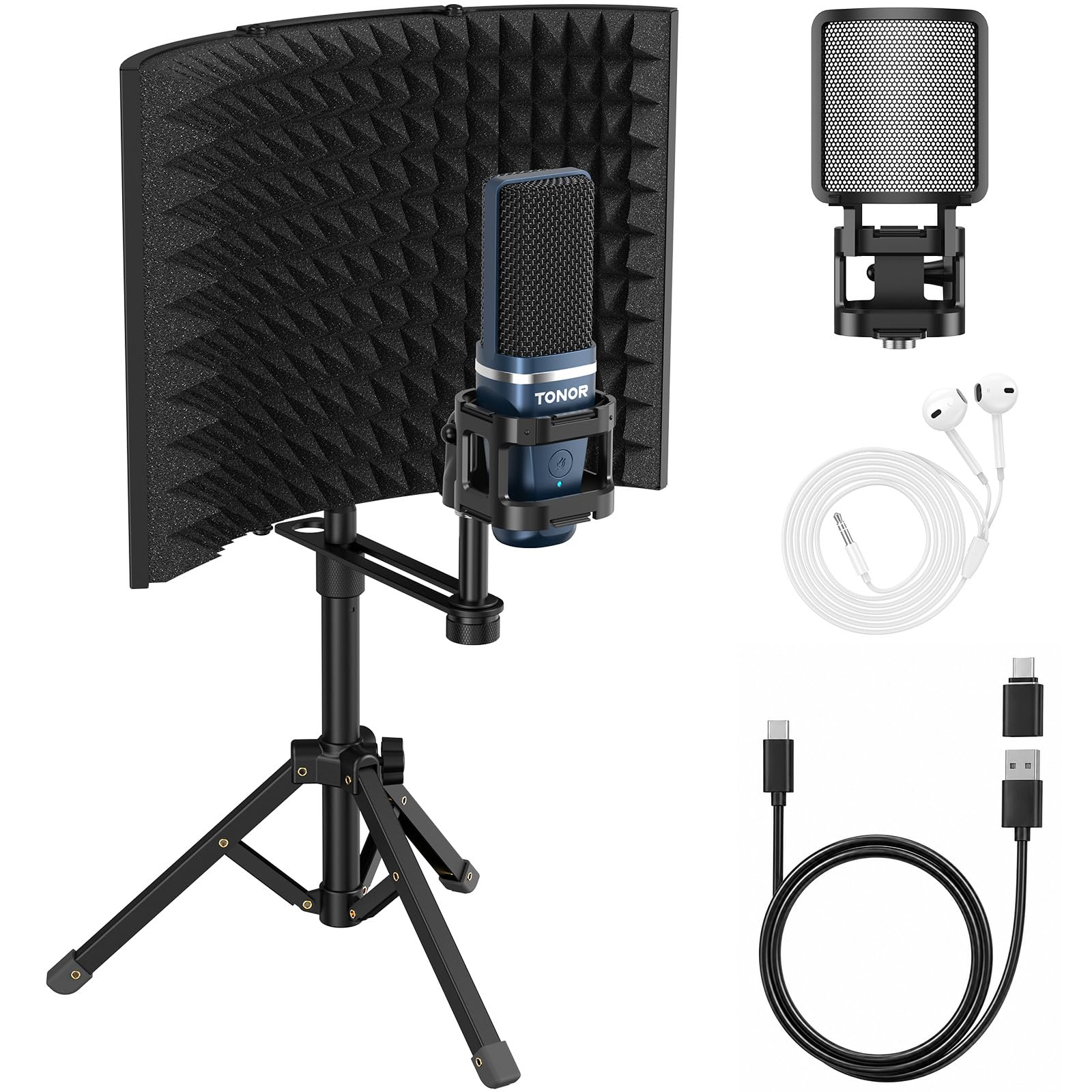 Studio Recording Microphone with Isolation Shield Set for PC, Laptop