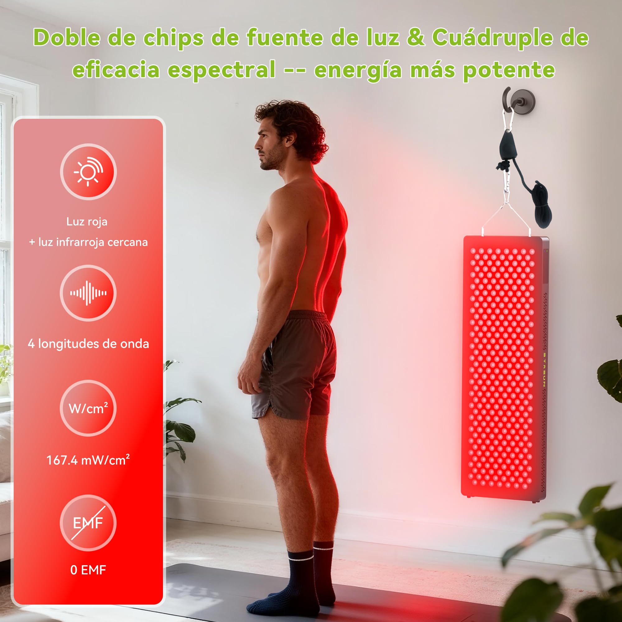 STASUN Dispositivo de terapia de luz roja de doble chip, 4 espectros, 660 y 850 nm, lámpara de luz roja completa, 300 ledes, 450 W, lámpara infrarroja para tratamiento facial, cosméticos, desarrollo