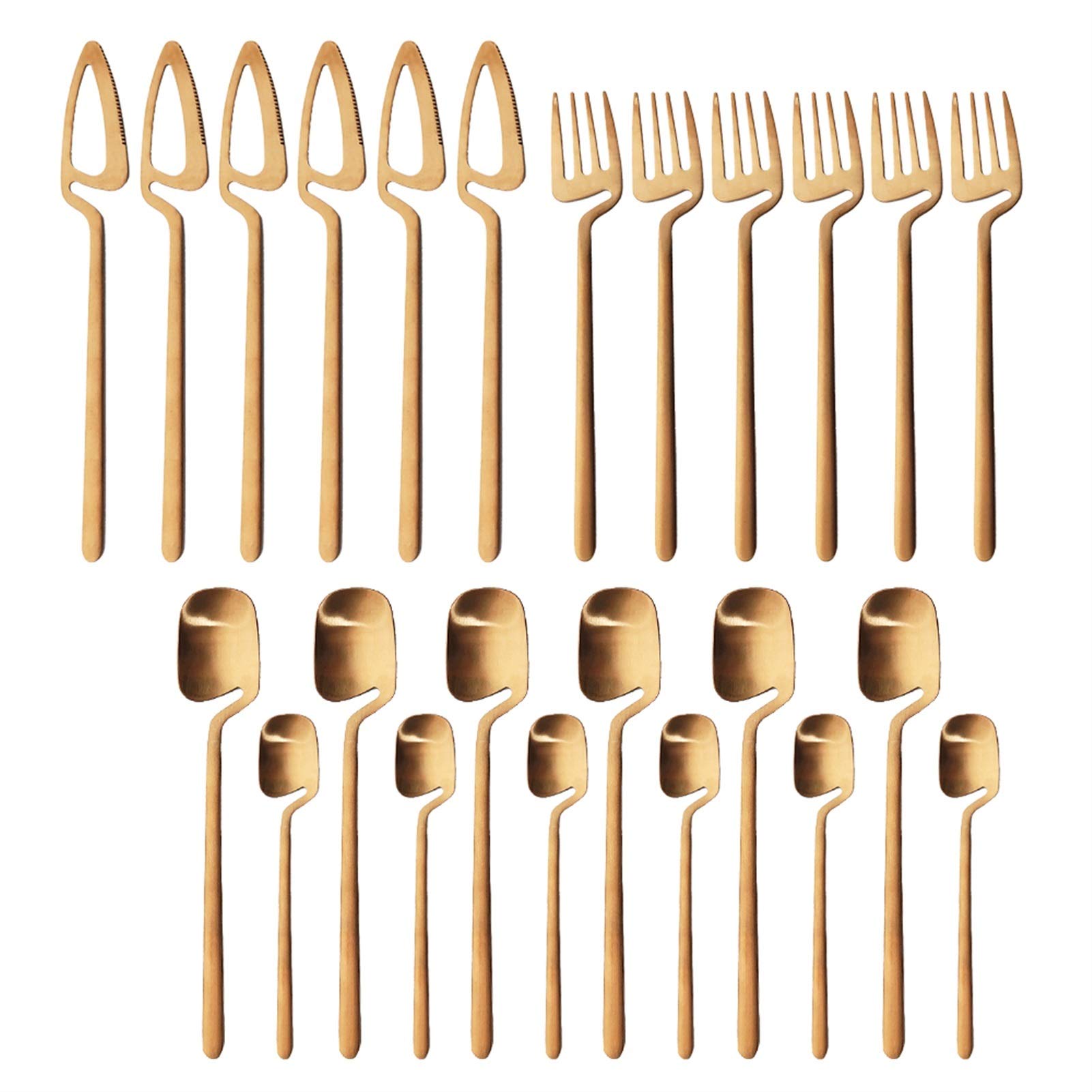 24 stücke Schwarz Matte Besteck Set 304 Edelstahl Geschirr Set Messer Gabel Spoon Abendessen Set Küche Wohnwaren Geschirr Set essgeschirr (Color : Rose)