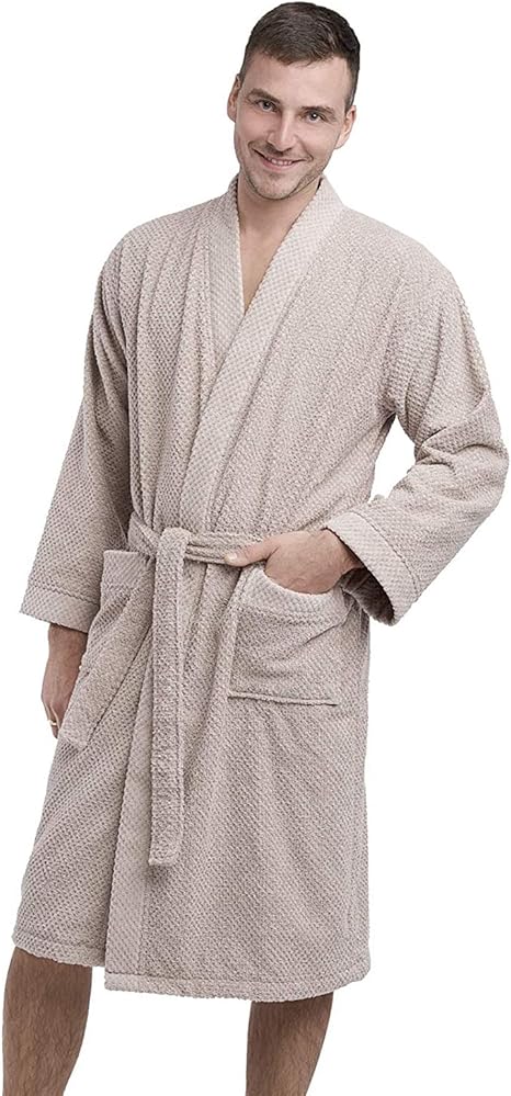 Bademantel Unisex 100% Baumwolle - Flauschig Mit Gürtel Creme