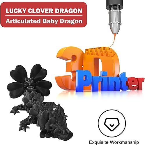 Miniatura 2 de Juguetes de dragón impresos en 3D, figuras de acción de dragón articuladas con hojas de la suerte con articulaciones giratorias y flexibles, figuras