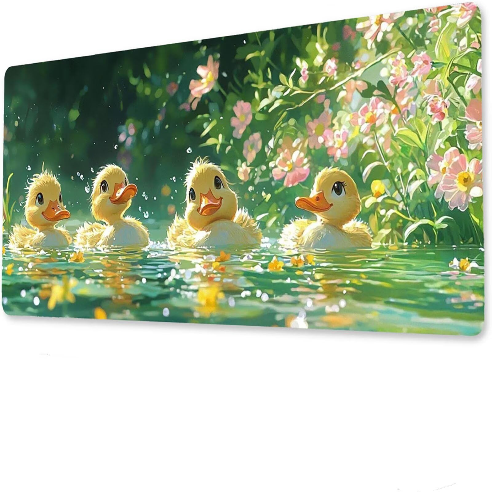 Podkładka pod mysz z kaczką, podkładka pod mysz do gier XXL 1200 x 600 x 5 mm, podkładka na biurko dla graczy, bardzo duża bezszwowa mata na stół dla graczy, antypoślizgowa podstawa, wodoodporna