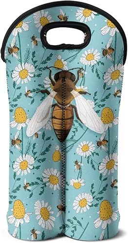 doginthehole Bolsas de regalo de vino dobles con estampado de abeja, bolsa de botella de vino reutilizable, bolsa de transporte de vino portátil, disponible en Yaxa Costa Rica