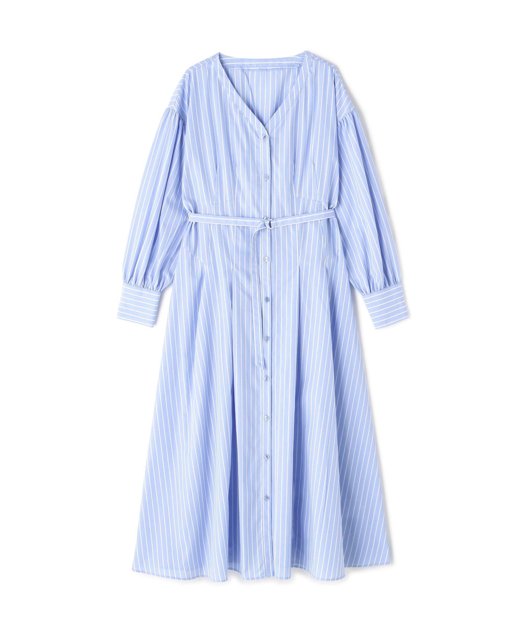 Natural Beauty Basic シャドー ストライプ フレアワンピース