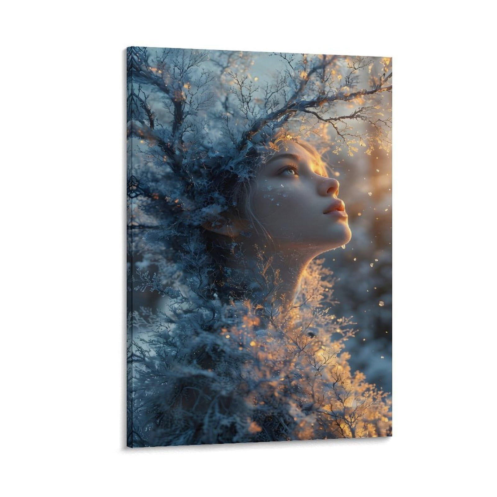 XPASHIQWC Winter Forest Girl Poster Artwork Giclee Canvas Prints Modern Wall Art Picture Wall Hanging for Home Decorations 12x18inch(30x45cm)