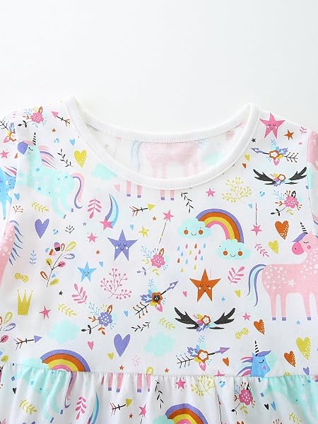 Vestito da ragazza a maniche corte, girocollo, linea ad A, casual, abbigliamento da gioco per attività quotidiane - 3