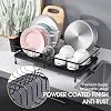 KINGRACK Drainage Rack Tableware Expandable (32-47CM) Drainage Rack Drainage Rack Stainless Steel with Removable Cutlery Holder Kitchen Tableware Drainage Rack Black