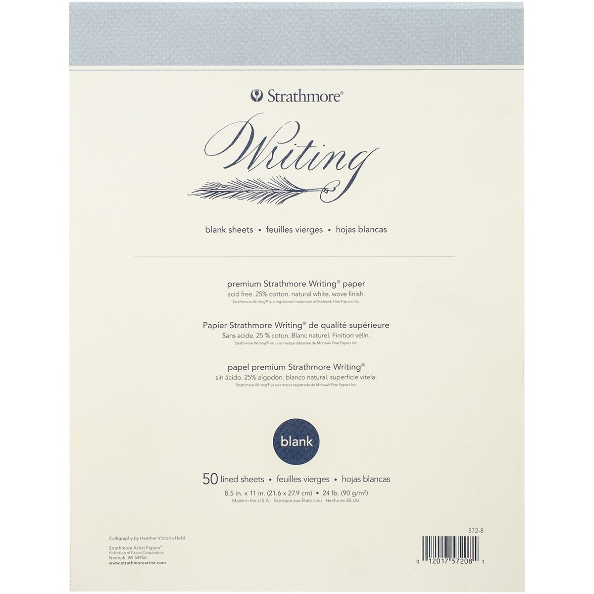 StrathmoreWriting Pad Blank 8.5"X11"-50 Sheets 24lb Natural White