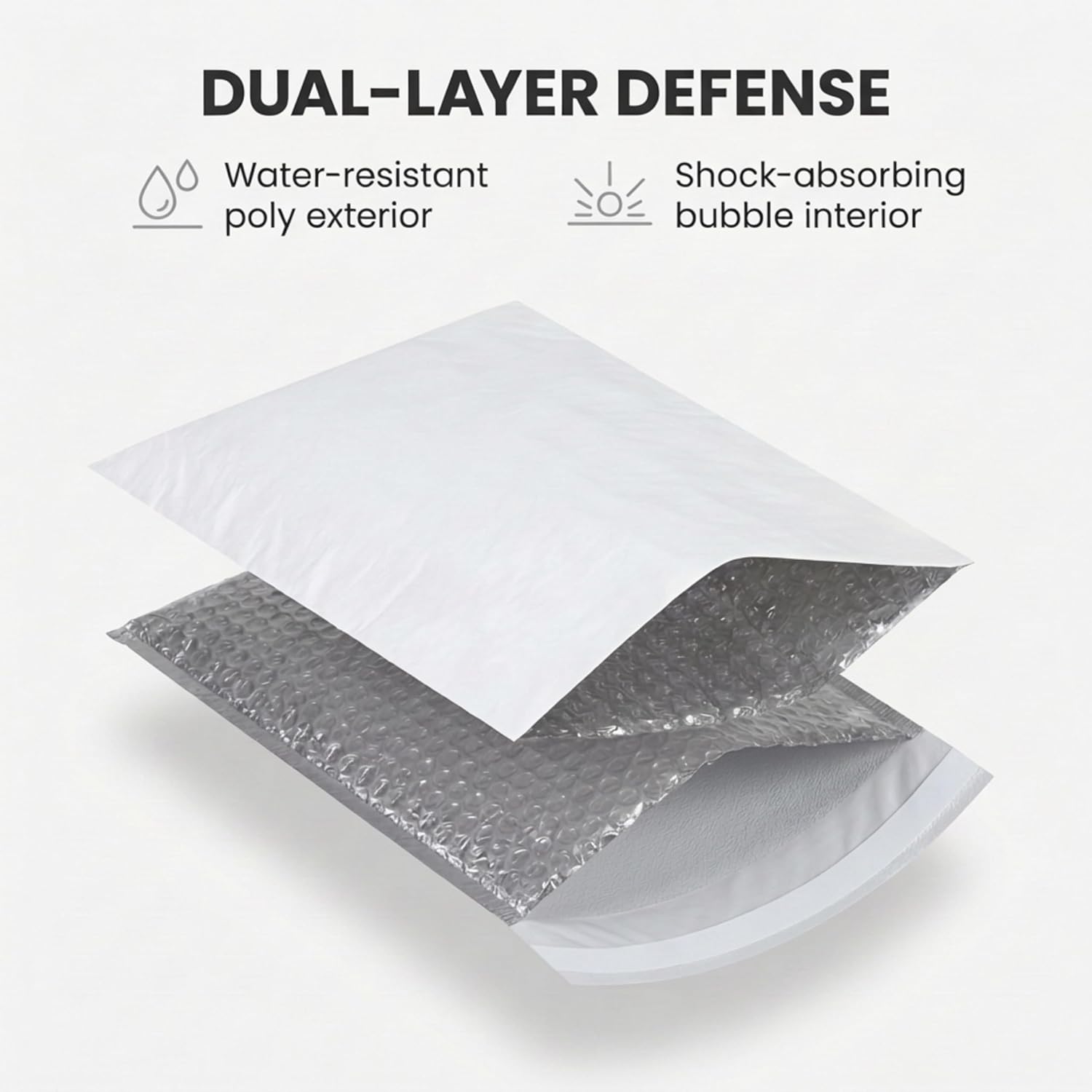 BOX USA White Poly Bag Mailer Bubble Lined, 8.5"L x 12"W, Pack of 25 | Self-Sealing Durable Plastic Envelope for Secure Shipping, Packaging, & Storage, Ideal for Personal & Small Businesses, 8.5x12