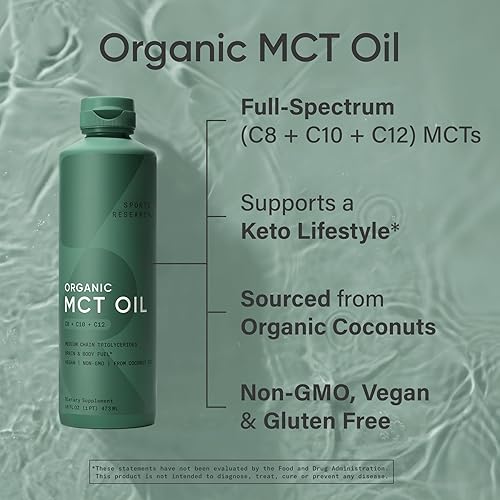 Vista 19 de Sports Research - Aceite orgánico C8 MCT derivado de cocos orgánicos, ideal en café ceto, té, batidos y aderezos para ensaladas, verificado por