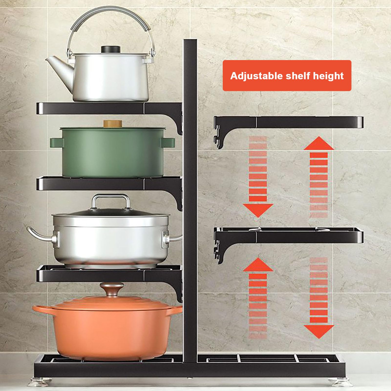 Scaffale Organizzatore per Pentole,unità Stoccaggio Doppio Lato | Supporto Autoportante per Utensili da Cucina, per Piano di Lavoro e Armadio, per L'organizzazione Della Cucina Domestica