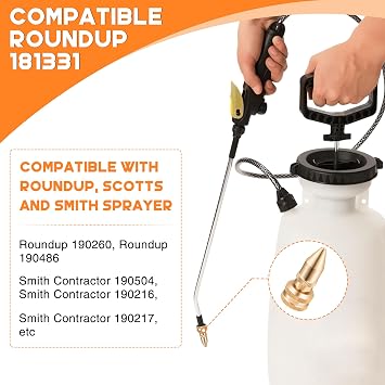 Feekoon 2 Pack Brass Adjustable Nozzle Replacement Compatible with Roundup 181331, All Brass Screw on Cone Nozzle Repair Kit having Gaskets Compatible with Scotts, Roundup, Smith Lawn, Garden Sprayer