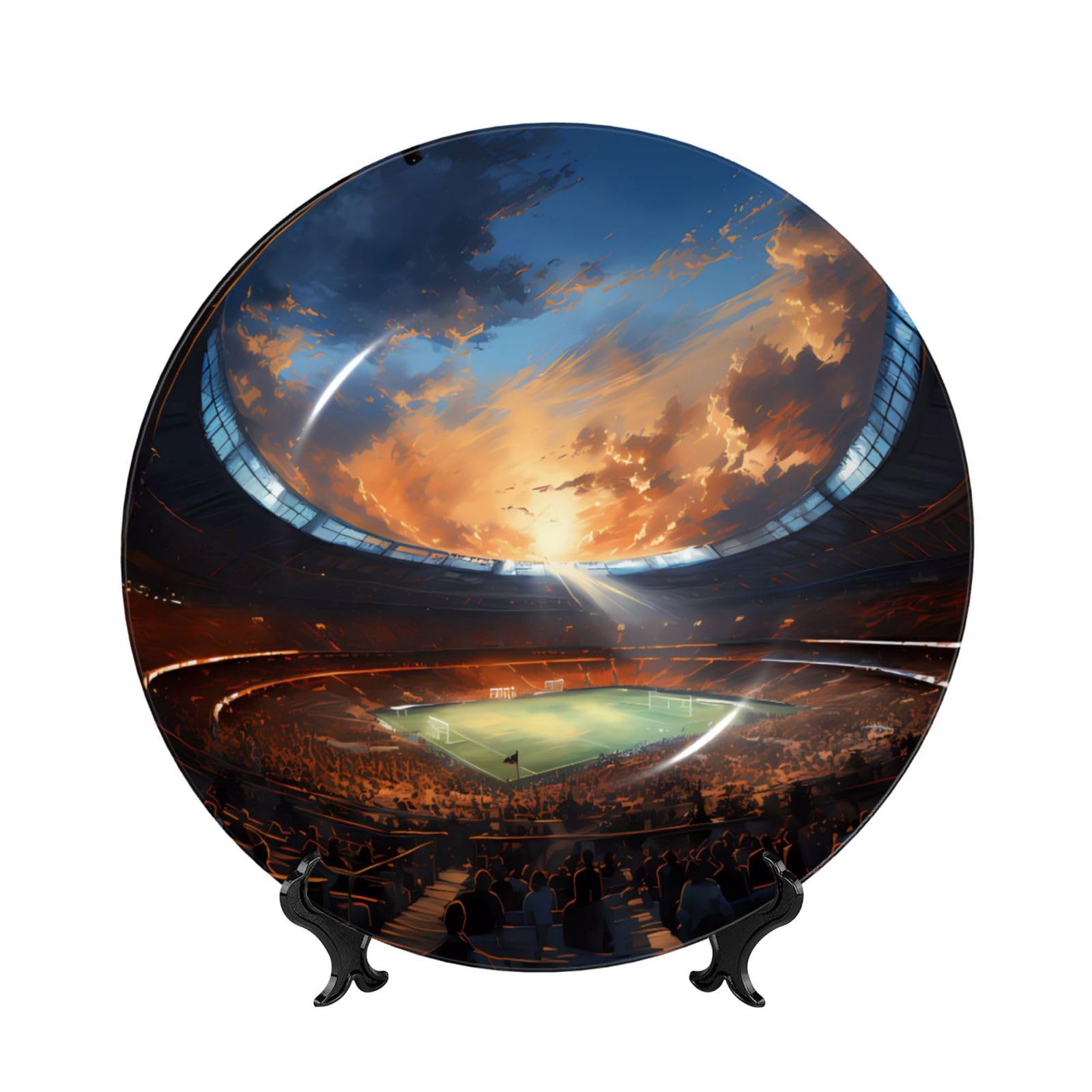 SXZVVBN Wonderful soccer game Bone China Decorative Plate Art with Stand Removable Adhesive Hanging for Home Office 7in