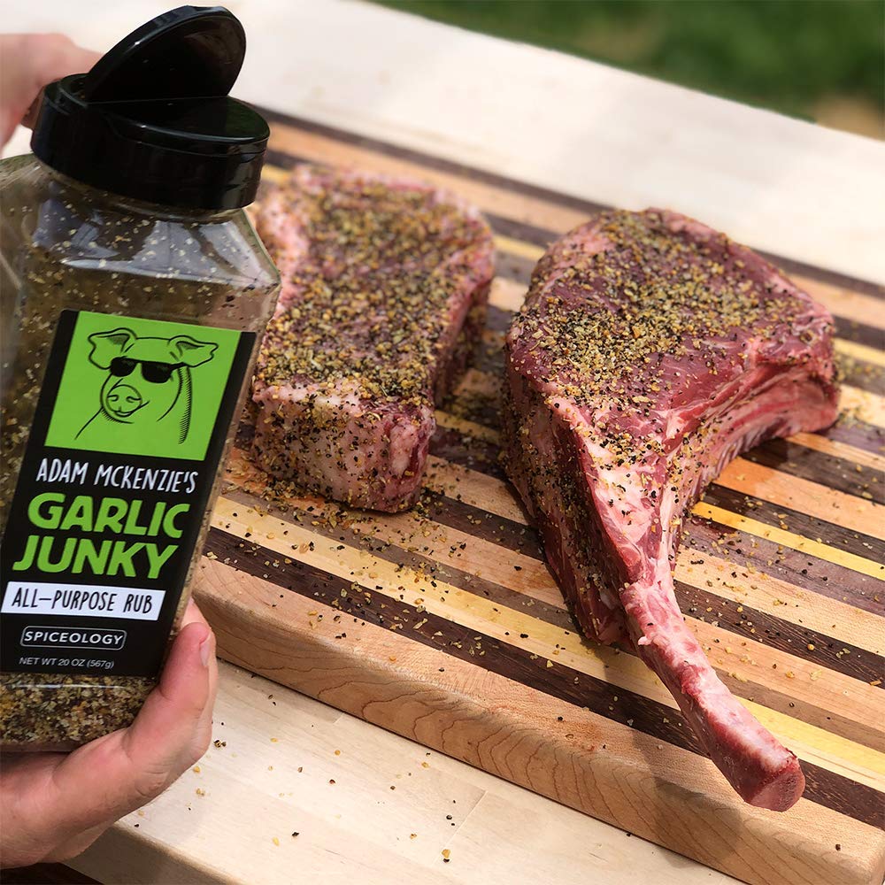 Spiceology & Adam McKenzie - Garlic Junkie - All-Purpose Seasoning, BBQ Rubs and Spice Blends - Use On: Beef Brisket, Corned Beef, Steak Pork, Chicken, Poultry, Seafood or Vegetables - 20 oz