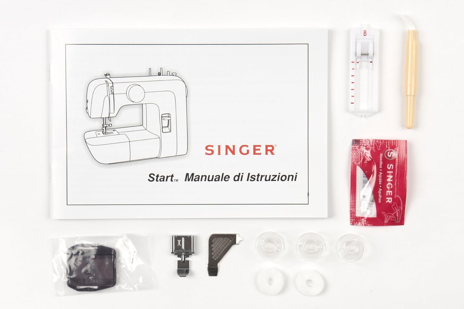 SINGER Start 1306 Sewing Machine accessories and manual