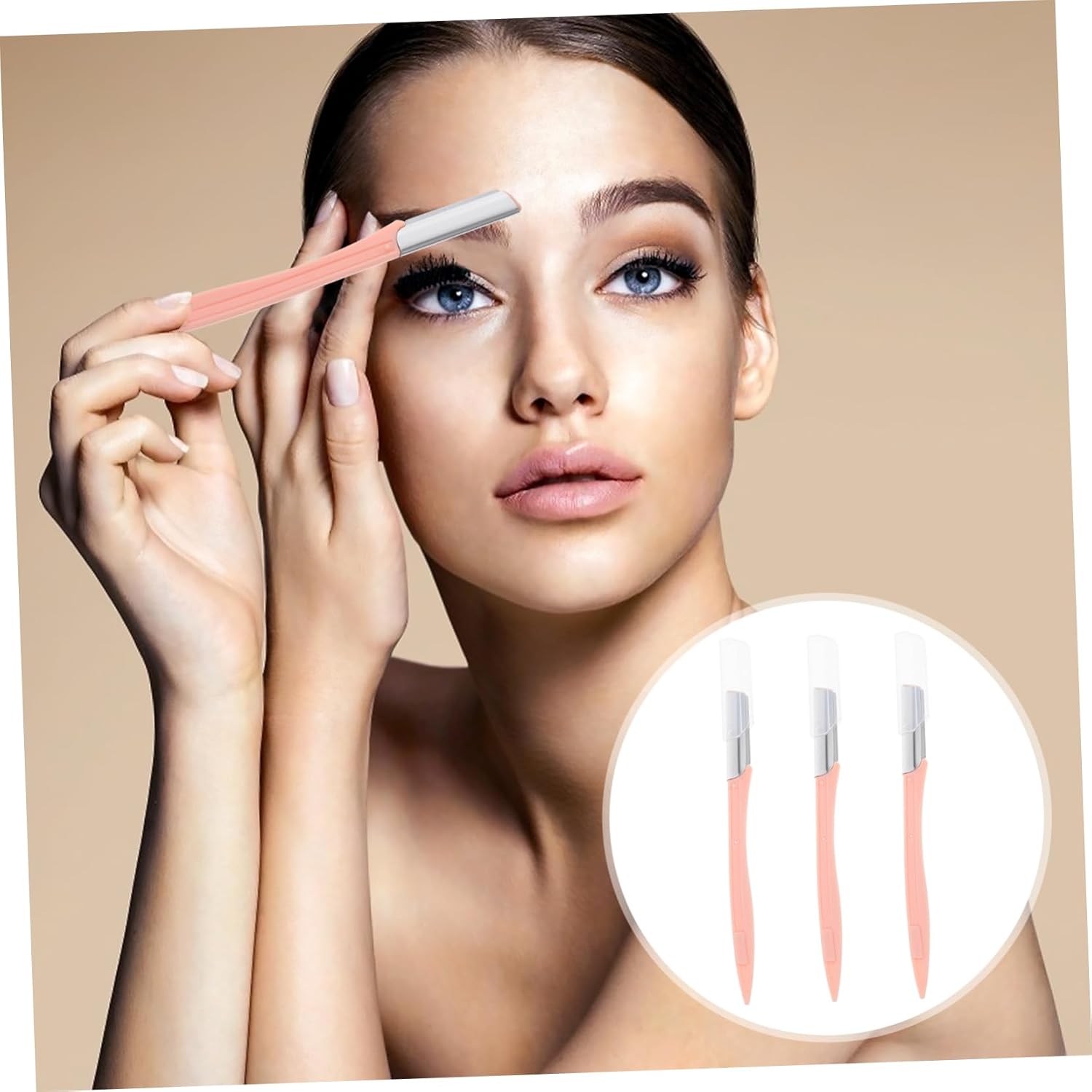 Pink Brow Trimmer 3Pcs Portable PP Stainless Steel Razor Tool
