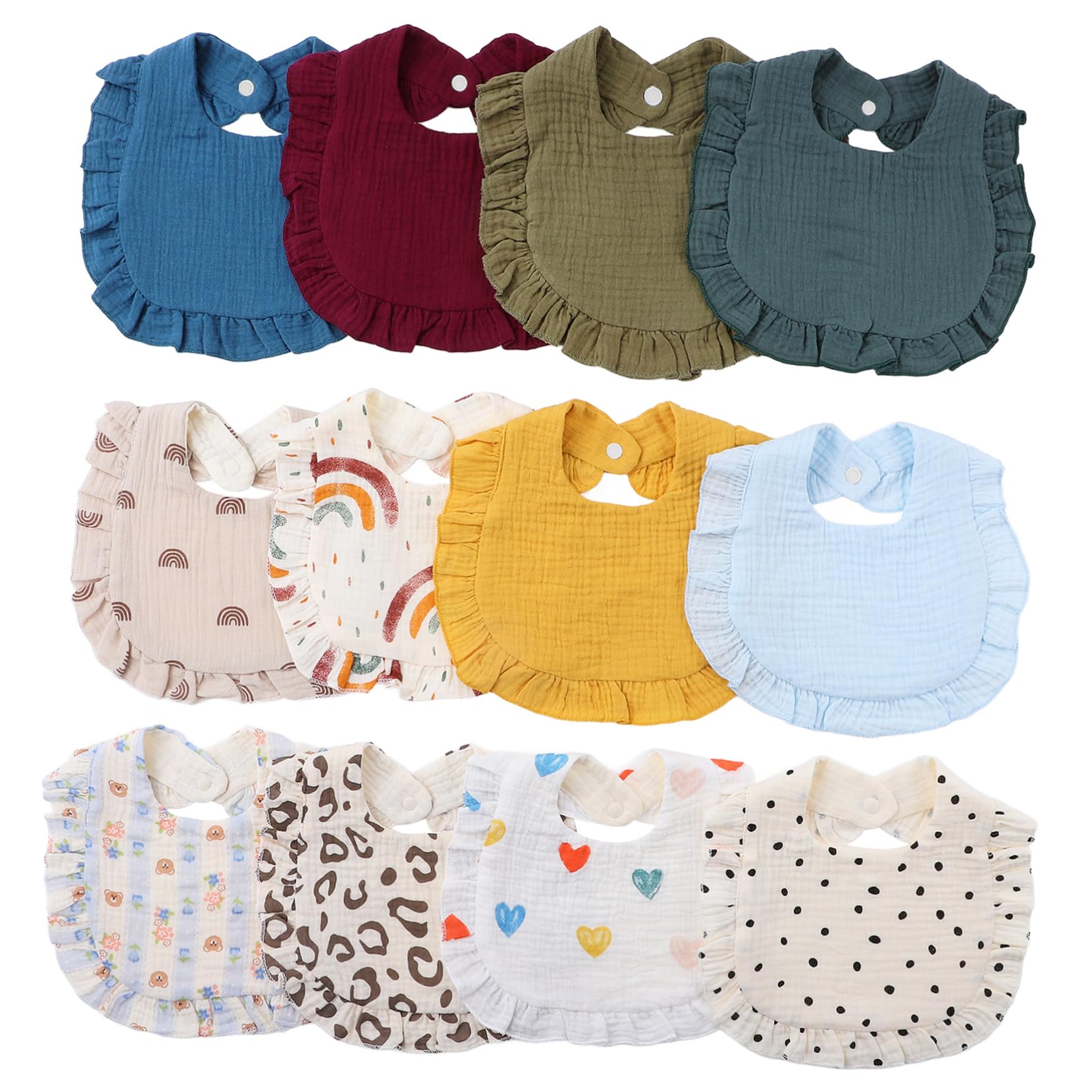 CALLARON 12stücke Babylätzchen Aus Für Junge Mädchen Und Kleinkinder Unisex Lätzchen Zum Essen Und Sabbern Mit Druckknopfverschluss Waschbar Für Neugeborene Und Junge