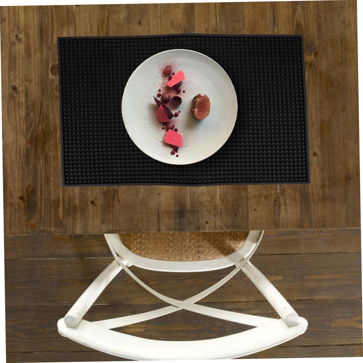 Tappetino da Bar Spesso 2 Pezzi in Pvc Antiscivolo per Cucina | Nero, Facile da Pulire, per Piano Cucina e Coffee Bar, Aiuta a Contenere le Perdite di Caffè