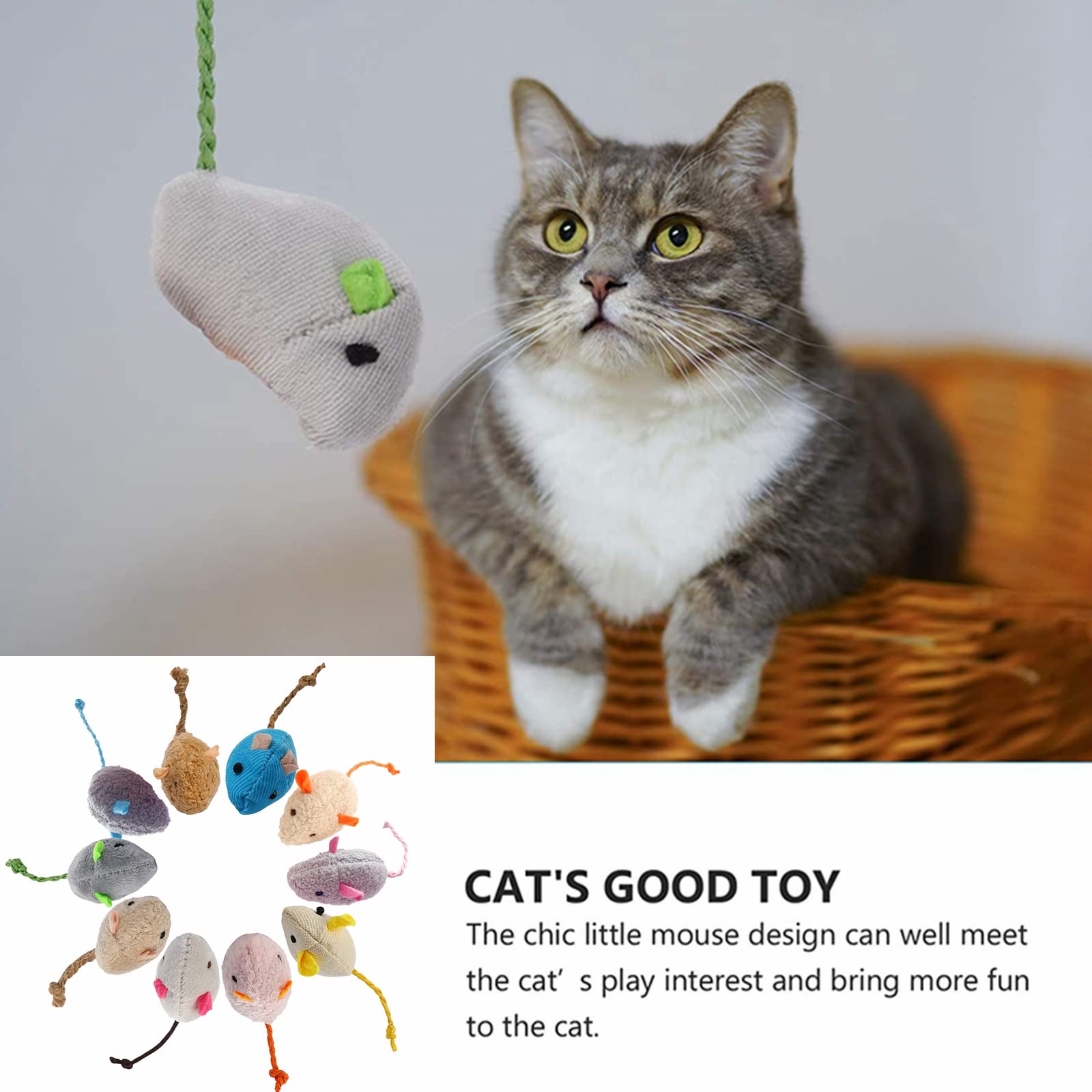 ISMARTEN Katzenminze Spielzeug, Katzen Maus Plüsch Katzenspielzeug, Katzenmäuse & Tiere Spielzeug für Indoor Katzen und Kätzchen, Katze Kauspielzeug für Übung für Haustier Katze Kätzchen Kitty (6