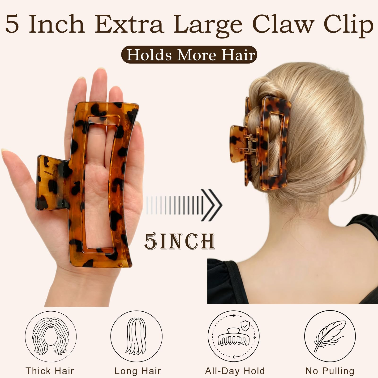 Jumbo Leopard Claw Clips - 4 Pack -2 Jumbo Leopard Claw Clips - 4 Pack -2